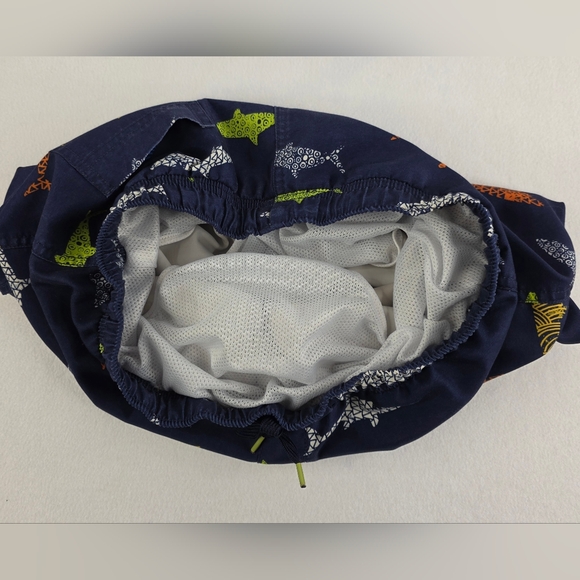 Lands'End Boy's Navy Shark Print Swim Trunks Size Large (14-16) N-3360 - Picture 4 of 8